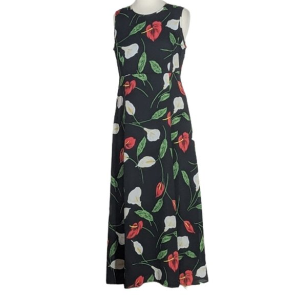 Sag harbor black and floral maxi dress size 10 tall - Picture 1 of 5